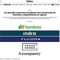 Las grandes empresas mantienen vivo el mercado de fusiones y adquisiciones en agosto